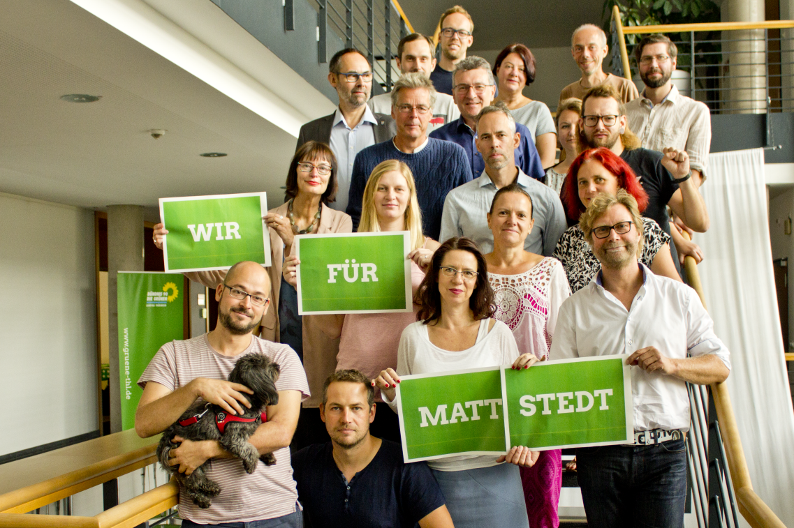 Gruppenbild der Fraktion mit Schriftzug "Wir für Mattstedt"