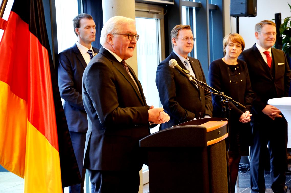 Budnespräsident Steinmeier spricht vor den Gästen des Thüringer Landtags