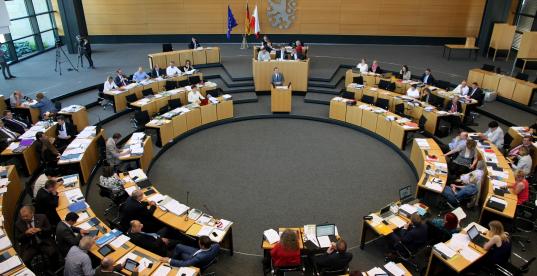 Christian Carius als Landtagspräsident im Plenarsaal 